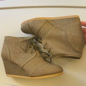Olive green wedge shoes